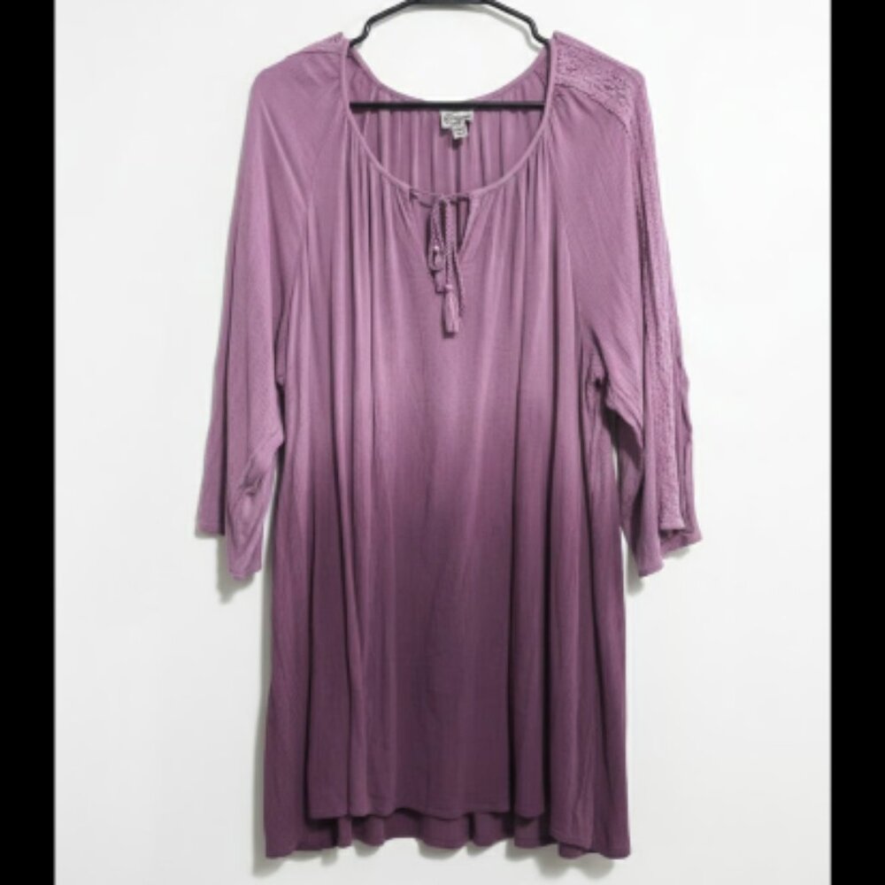 Plus Size 3X Como Vintage Purple Ombre Half Sleeve Tunic Top.